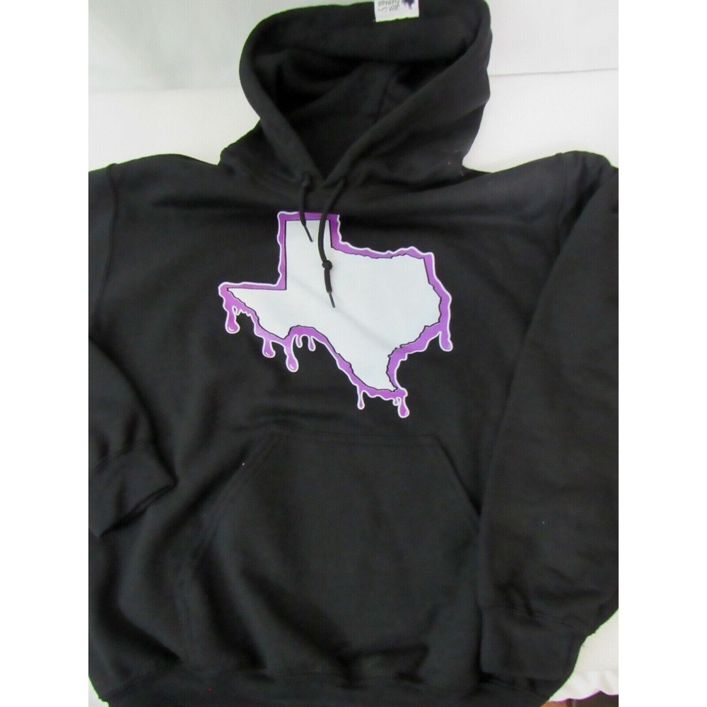 Throwed Ink Texas Hoodie Sweatshirt Black Back and Chest Logo Size S